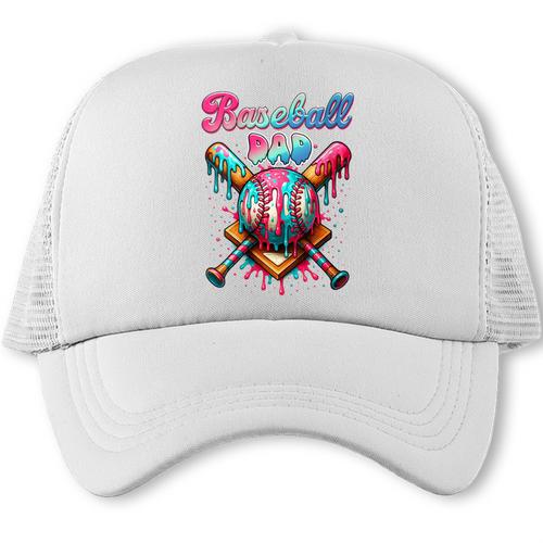 Baseball Dad Game Day Vibes Ice Cream Drip Baseball Daddy Trucker Cap - Sportilla