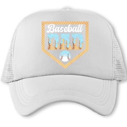 Baseball Dad Ice Cream Drip Home Plate Cool Fathers Day Premium Trucker Cap - Sportilla