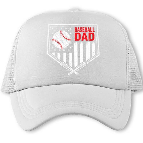 Baseball Dad Men USA American Flag Fathers Day 4th Of July Premium Trucker Cap - Sportilla