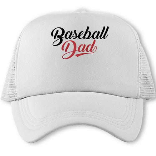 Baseball Dad Script Raglan Baseball Tee Trucker Cap - Sportilla