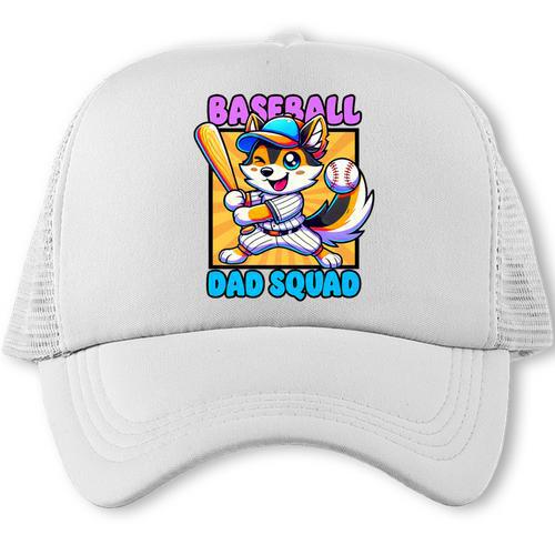 Baseball Dad Squad Fox On The Bat Premium Trucker Cap - Sportilla
