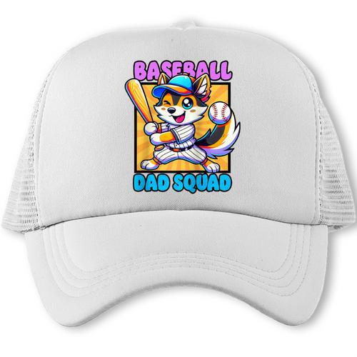 Baseball Dad Squad Fox On The Bat Raglan Baseball Tee Trucker Cap - Sportilla
