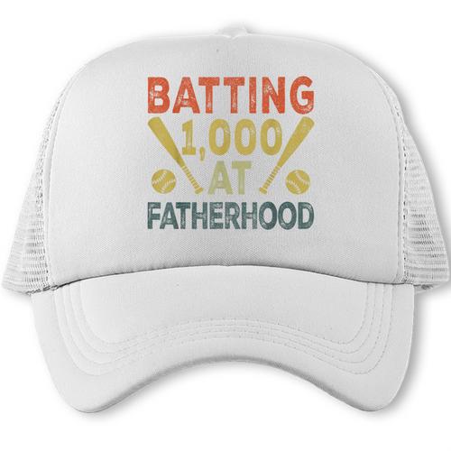Baseball Dad Vintage Batting 1000 At Fatherhood Trucker Cap - Sportilla