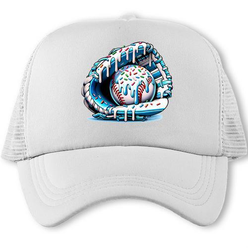 Baseball Drip Ice Cream Sprinkles Baseball Glove Premium Tri-Blend Trucker Cap - Sportilla
