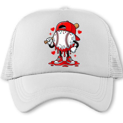 Baseball Drip Icecream Apparel Youth Boy Valentine Raglan Baseball Tee Trucker Cap - Sportilla