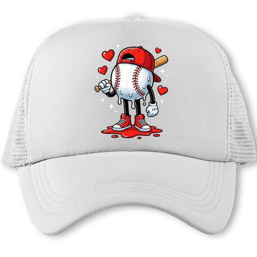 Baseball Ice Cream Drip Valentines Day Sports For Kids Boys Trucker Cap - Sportilla