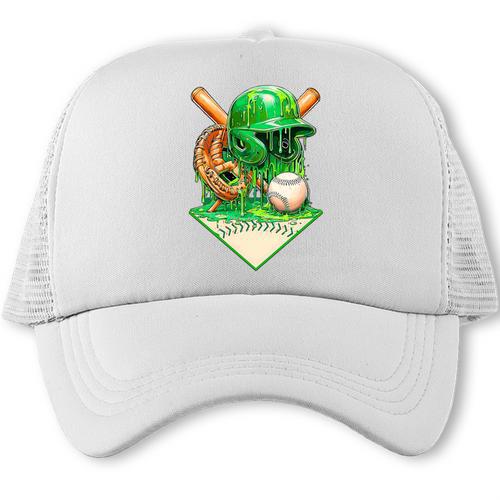 Baseball Life Style Ice Cream Drip Green Premium Tri-Blend Trucker Cap - Sportilla