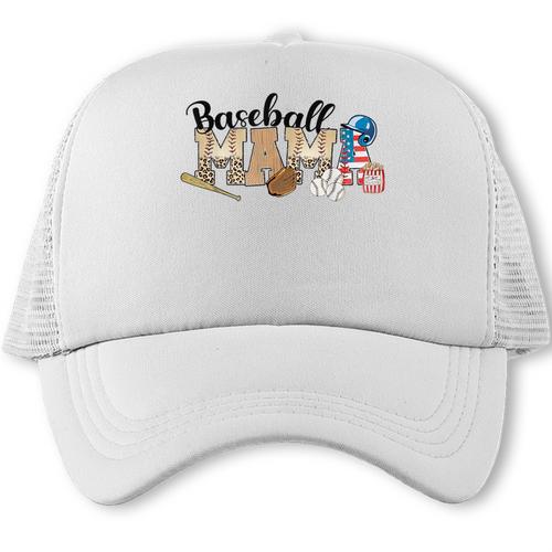 Baseball Mama Leopard Baseball Mom Mother's Day Trucker Cap - Sportilla
