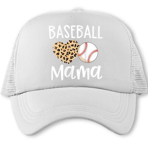Baseball Mama For Baseball Mom Leopard Game Day Trucker Cap - Sportilla
