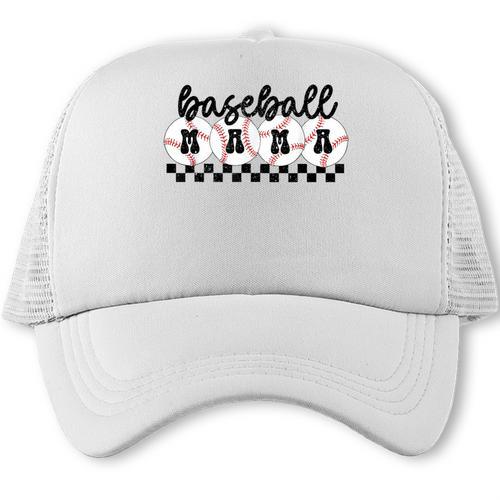 Baseball Mama Retro Groovy Baseball Mom Mother Game Day Trucker Cap - Sportilla