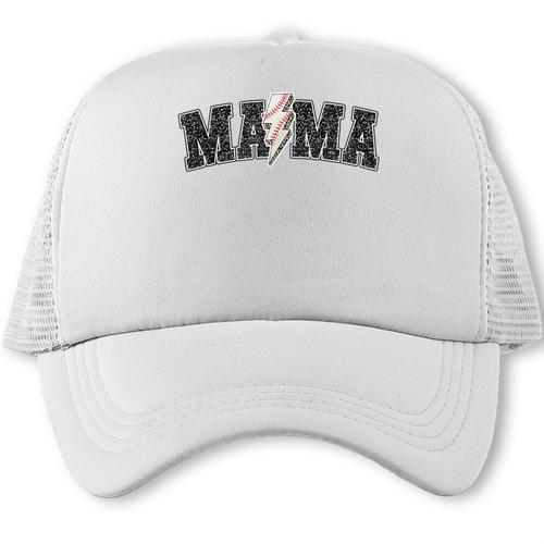 Baseball Mama Rocks Lightning Baseball Mom Mother's Day Trucker Cap - Sportilla