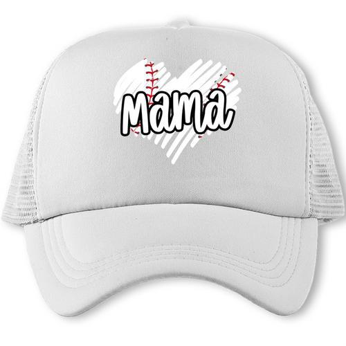 Baseball Mama Scribble Heart Baseball Mom Sports Team Tball Trucker Cap - Sportilla