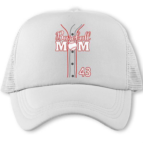 Baseball Mom 43 Number 43 Jersey Team Numbered Jersey Trucker Cap - Sportilla