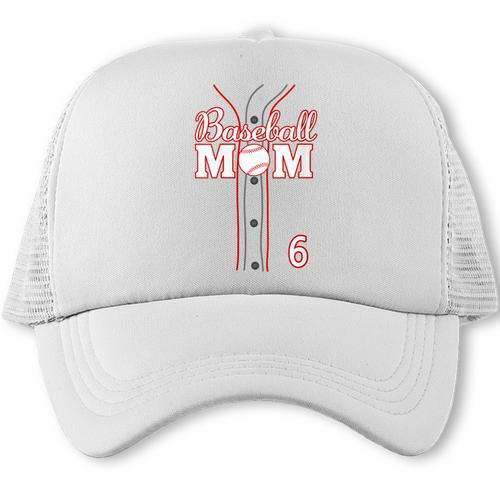 Baseball Mom 6 Number 6 Jersey Team Numbered Jersey Trucker Cap - Sportilla