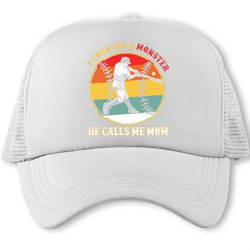 Baseball Mom I Created A Monster He Calls Me Mom Trucker Cap - Sportilla