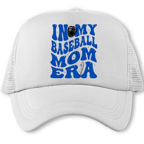 In My Baseball Mom Ear Blue Trucker Cap - Sportilla