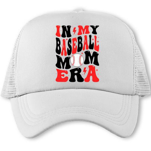 In My Baseball Mom Era Groovy Mom Trucker Cap - Sportilla