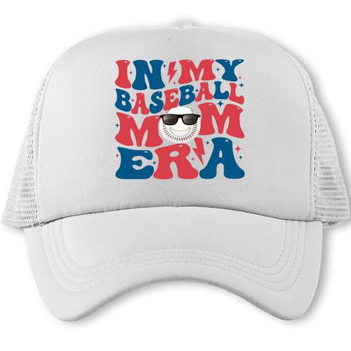 In My Baseball Mom Era Smile Face Retro Trucker Cap - Sportilla