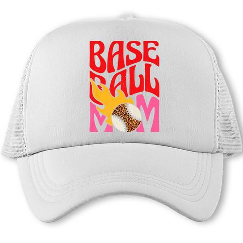 Baseball Mom Game Day Trendy Pink Leopard Mama Premium Trucker Cap - Sportilla
