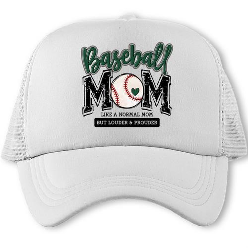 Baseball Mom Green Varsity Baseball Mama Cute Mother's Day Trucker Cap - Sportilla