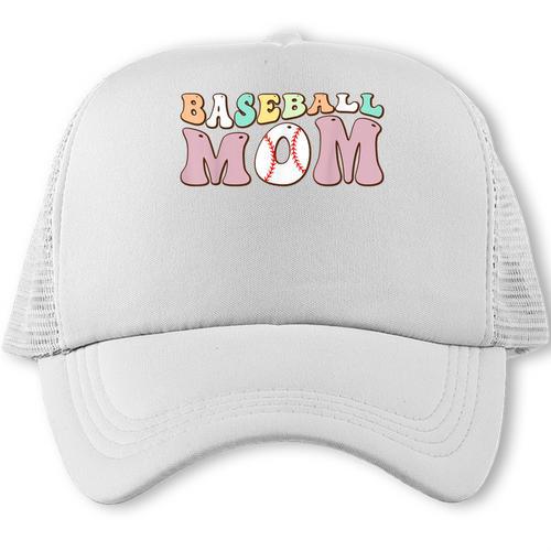Baseball Mom Groovy Game Day Trucker Cap - Sportilla