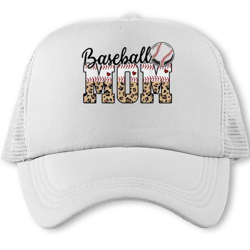 Baseball Mom Leopard Game Day Vibes Baseball Mama Trucker Cap - Sportilla
