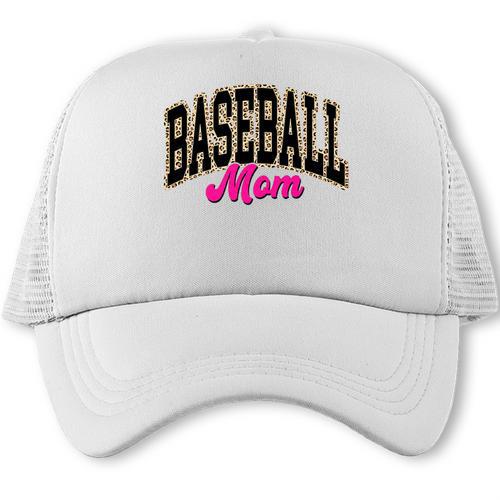 Baseball Mom Leopard Baseball Mama Life Girls Women Baller Premium Trucker Cap - Sportilla