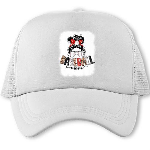 Baseball Mom Messy Bun Mommy Baseball Player Premium Trucker Cap - Sportilla