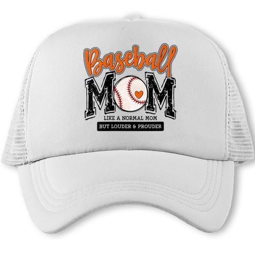 Baseball Mom Orange Varsity Baseball Mama Cute Mother's Day Trucker Cap - Sportilla