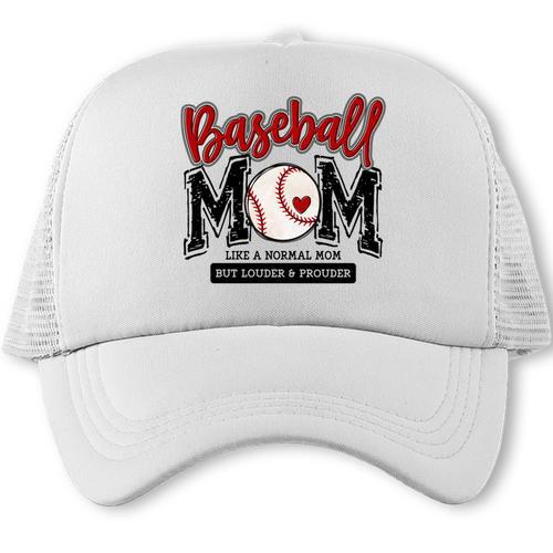 Baseball Mom Red Varsity Baseball Mama Cute Mother's Day Trucker Cap - Sportilla