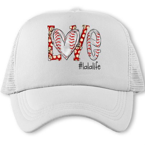 Baseball Mom Shirt Heart Love Baseball Lalalife Trucker Cap - Sportilla