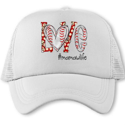 Baseball Mom Shirt Heart Love Baseball Mamawlife Trucker Cap - Sportilla