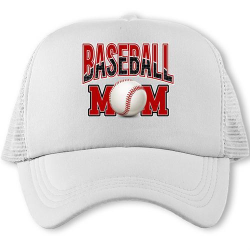 Baseball Mom Sports Red Trucker Cap - Sportilla