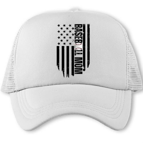 Baseball Mom USA Flag Baseball Mama Day Vibes Mama Trucker Cap - Sportilla