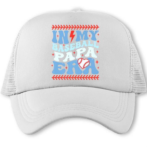 In My Baseball Papa Era Groovy Baseball Dad Family Matching Premium Trucker Cap - Sportilla
