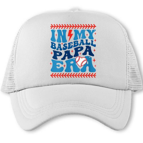 In My Baseball Papa Era Groovy Baseball Dad Family Matching Trucker Cap - Sportilla