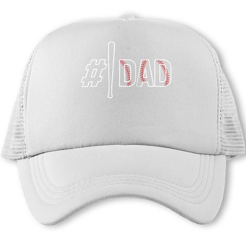 Baseball Player Dad Father's Day Number One Baseball Dad Raglan Baseball Tee Trucker Cap - Sportilla