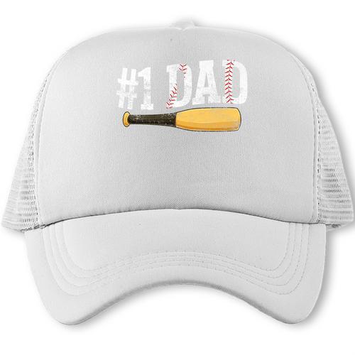 Baseball Player Dad Papa Number One Baseball Dad Fathers Day Premium Trucker Cap - Sportilla