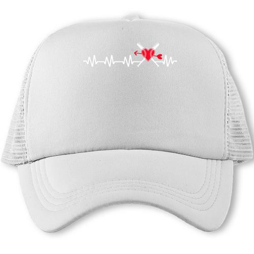 Baseball Softball Baseball Mom Heartbeat Baseball Premium Tri-Blend Trucker Cap - Sportilla