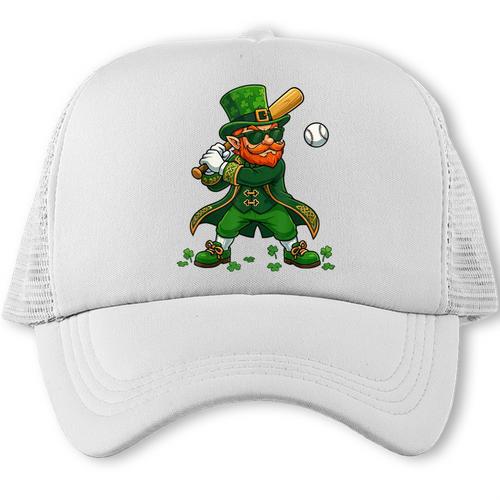 Baseball St Patricks Day Leprechaun Boys Girls Men Women Trucker Cap - Sportilla
