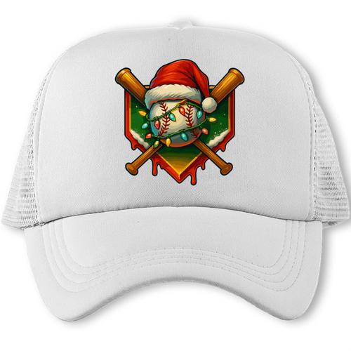 Baseball Xmas Christmas Baseball Ice Cream Drip Boys Trucker Cap - Sportilla