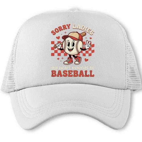 Boys & Women Men Baseball Valentine With Hearts Sporty Love Trucker Cap - Sportilla