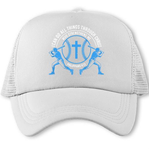 Boys Baseball Christian-Shirt Softball I Can Do All Things Trucker Cap - Sportilla