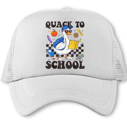 Boys Kid Back To School Goose Quackers Quack To School Trucker Cap - Savourry