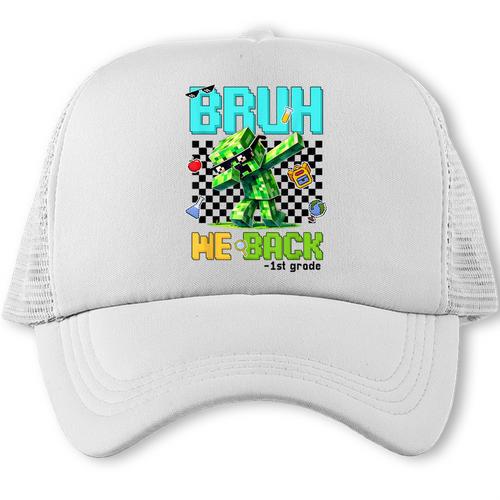 Bruh We Back 1st Grade Back To School Gamer Dabbing Boy Kids Trucker Cap - Savourry