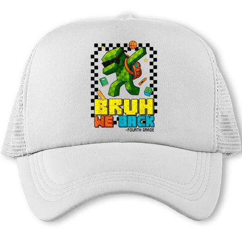 Bruh We Back 4th Grade Back To School Gamer Dabbing Boy Kids Trucker Cap - Savourry