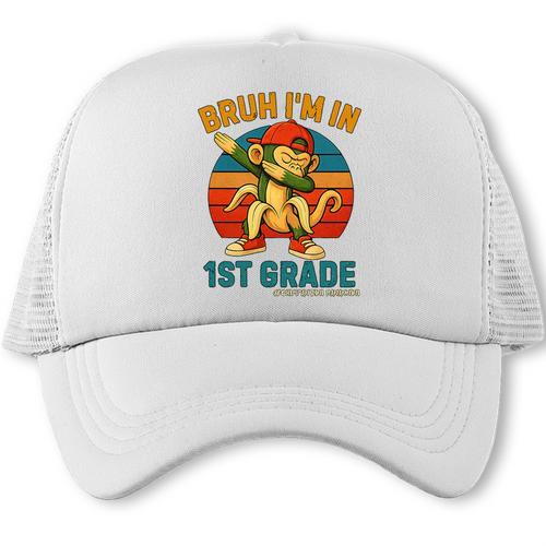 Bruh I’m In 1st Grade Italian Brainrot Meme Back To School Premium Tri-Blend Trucker Cap - Savourry