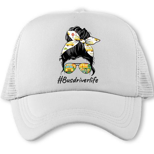 Bus Driver Life Messy Bun Back To School Bus Driver Trucker Cap - Savourry