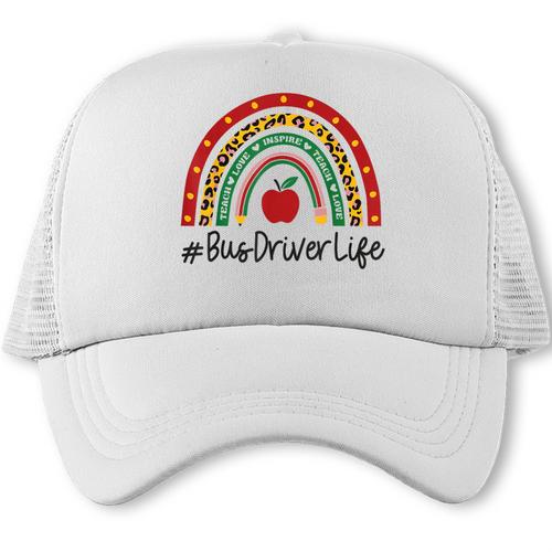 Bus Driver Rainbow Appreciation Day Hello Back To School Trucker Cap - Savourry