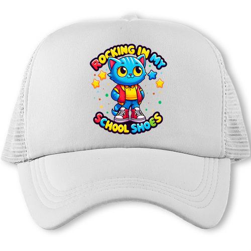 Cat Rocking In My School Shoes Fun Back To School Kids Boys Performance Trucker Cap - Savourry
